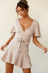 One Fine Day Flutter Sleeve Knit Dress Mocha