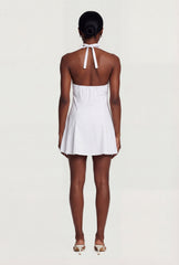 Denim Plunge Halter Mini Dress
