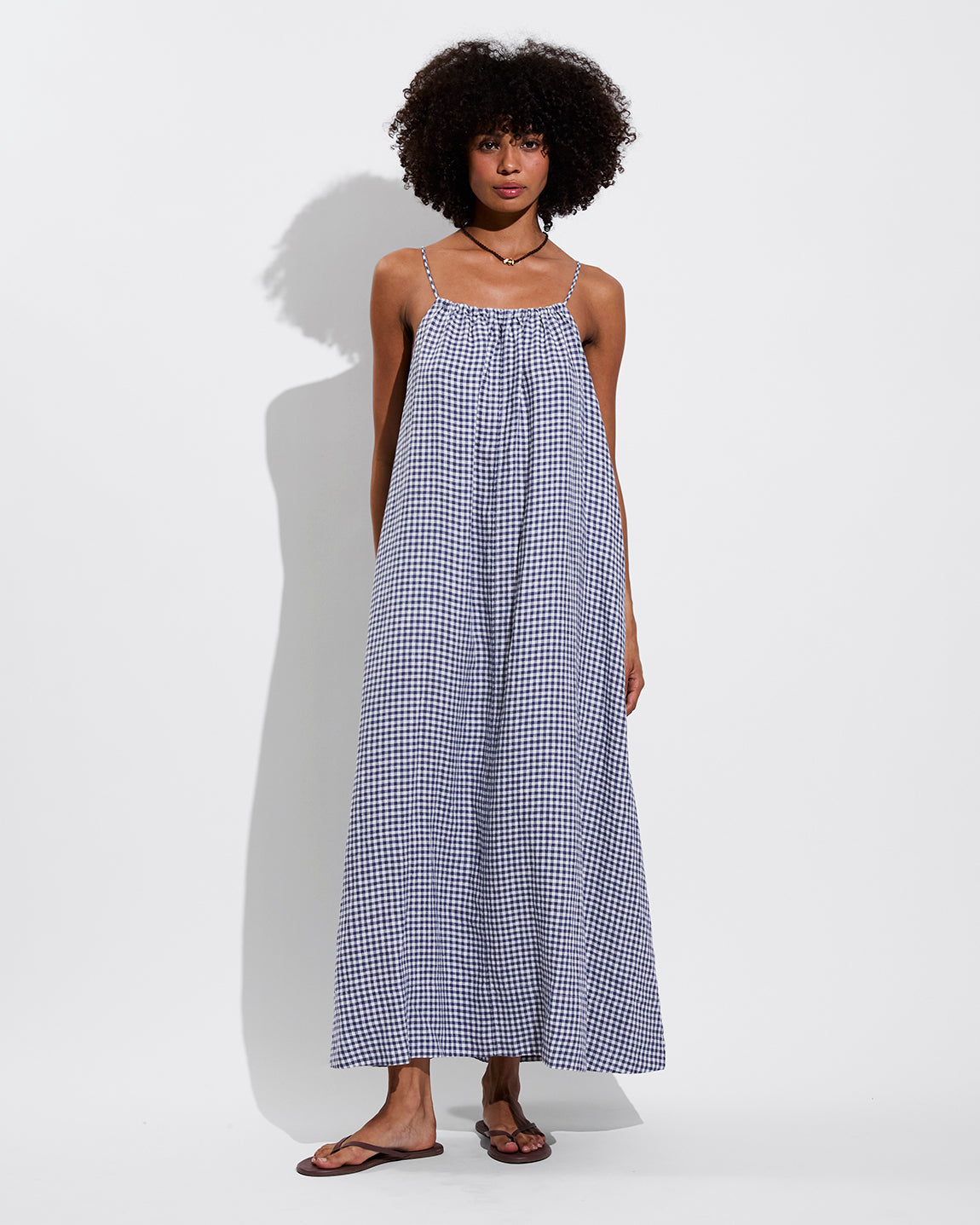 Leisure Maxi Dress - Gingham: Varsity / Coconut